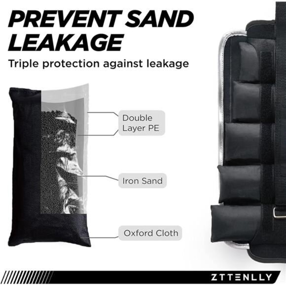 Adjustable Ankle Weights 10LBS Pair (5lbs each) with Carry Bag - Breathable - Picture 6 of 14